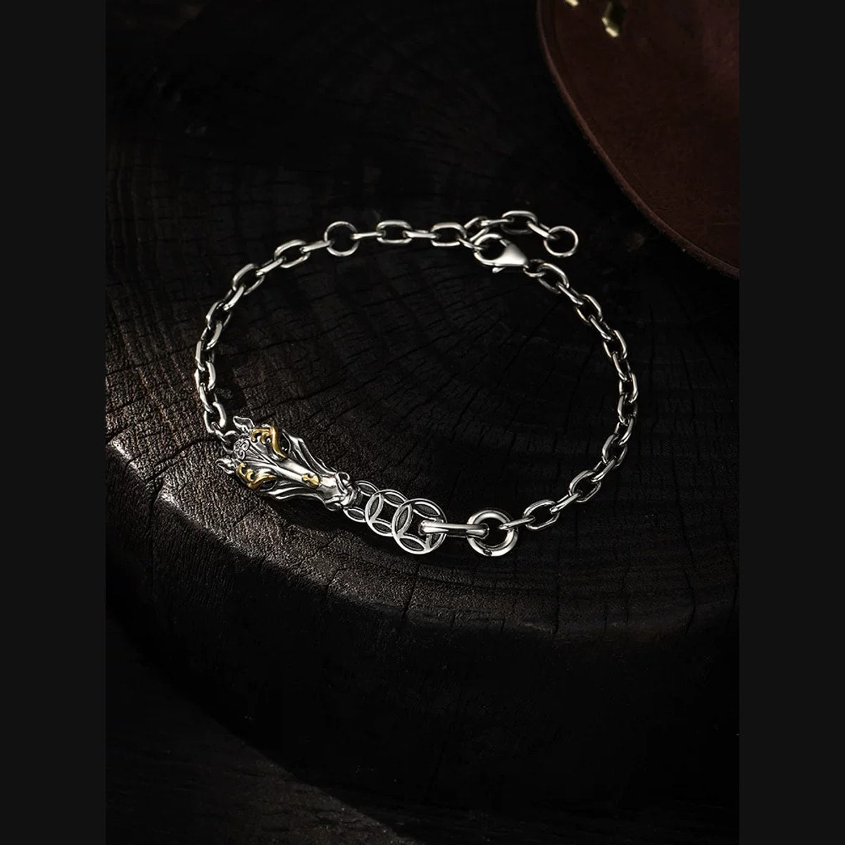 Horse Head and Ring Sterling Silver Zodiac Bracelet – product view
