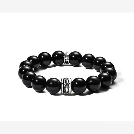 Horse Head Black Obsidian Sterling Silver Bracelet – product view
