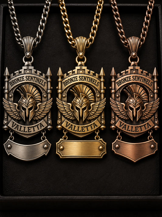 Chapter Identity represented by a unique custom motorcycle-club pendant with complete chain and sculptural mixed-metal architecture.