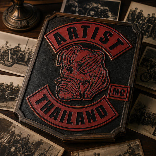 Motorcycle club heritage plaque featuring the club founding year.