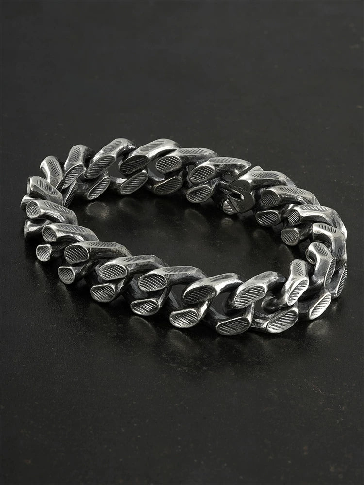 industrial hidden clasp sterling silver cuban bracelet product view 1