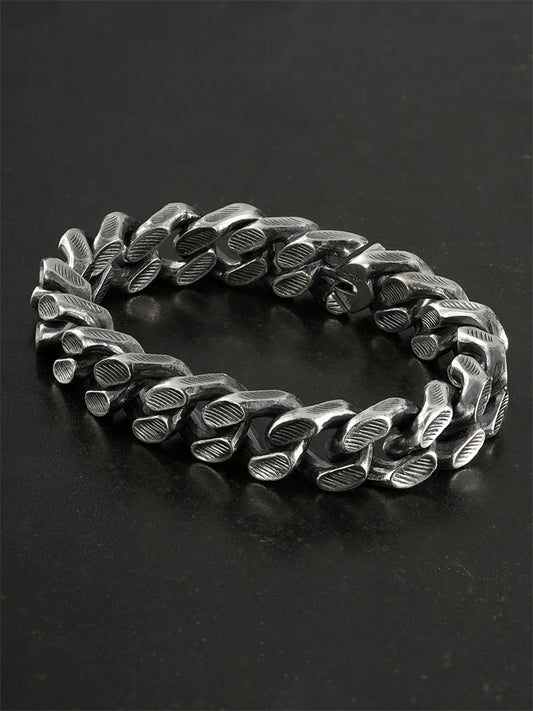 industrial hidden clasp sterling silver cuban bracelet product view 1