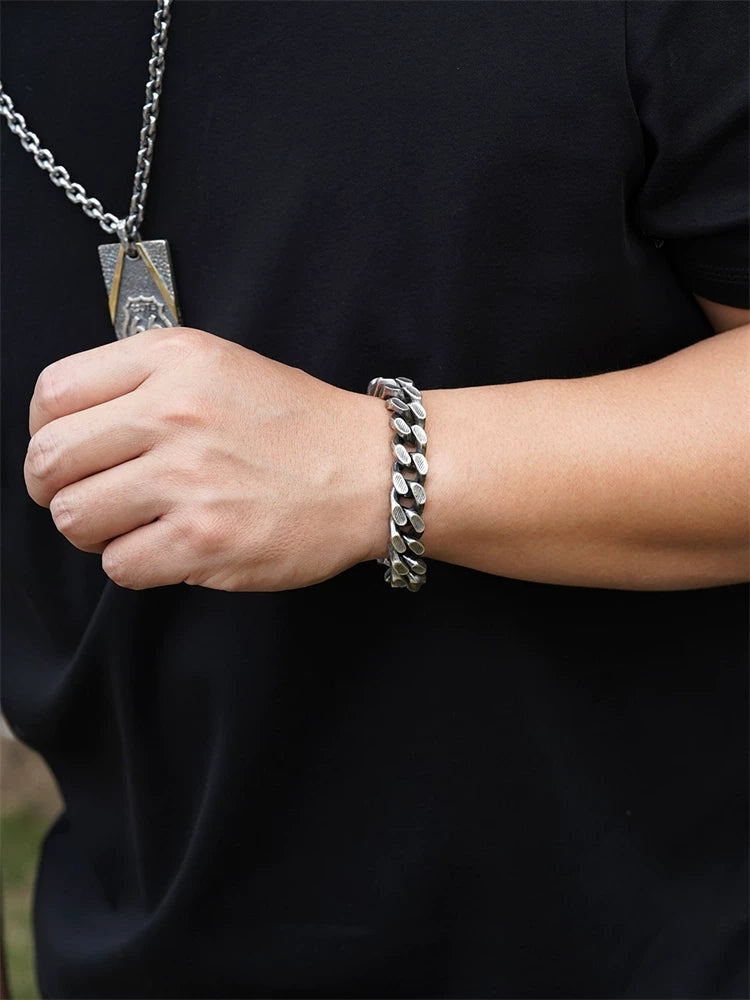 industrial hidden clasp sterling silver cuban bracelet product view 4