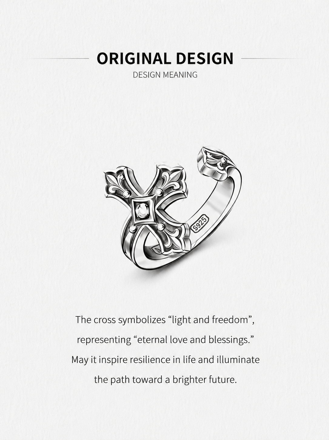 Iris Cross Sterling Silver Biker Ring - product view 5