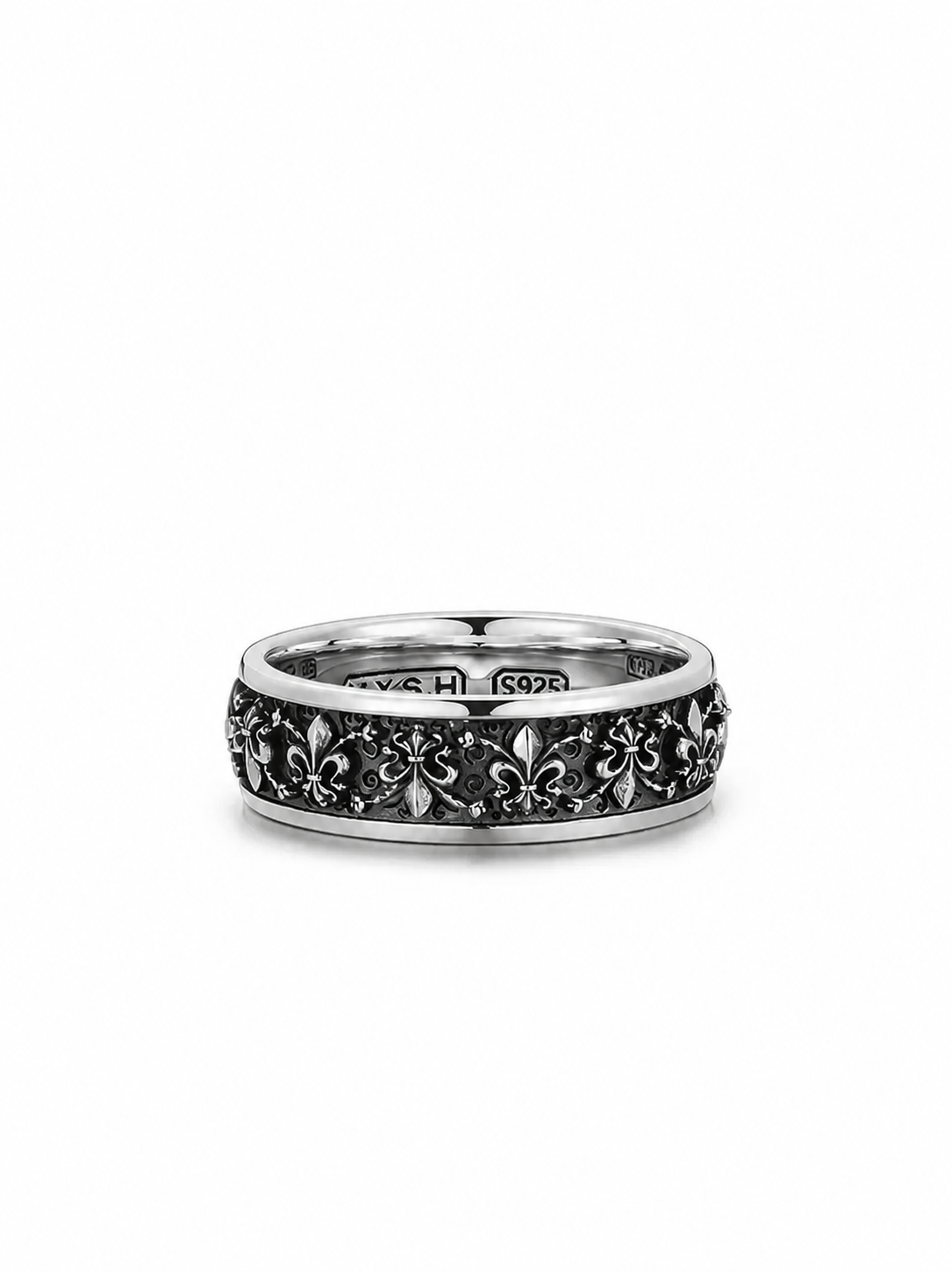Iris Flower Sterling Silver Biker Ring - product view 3
