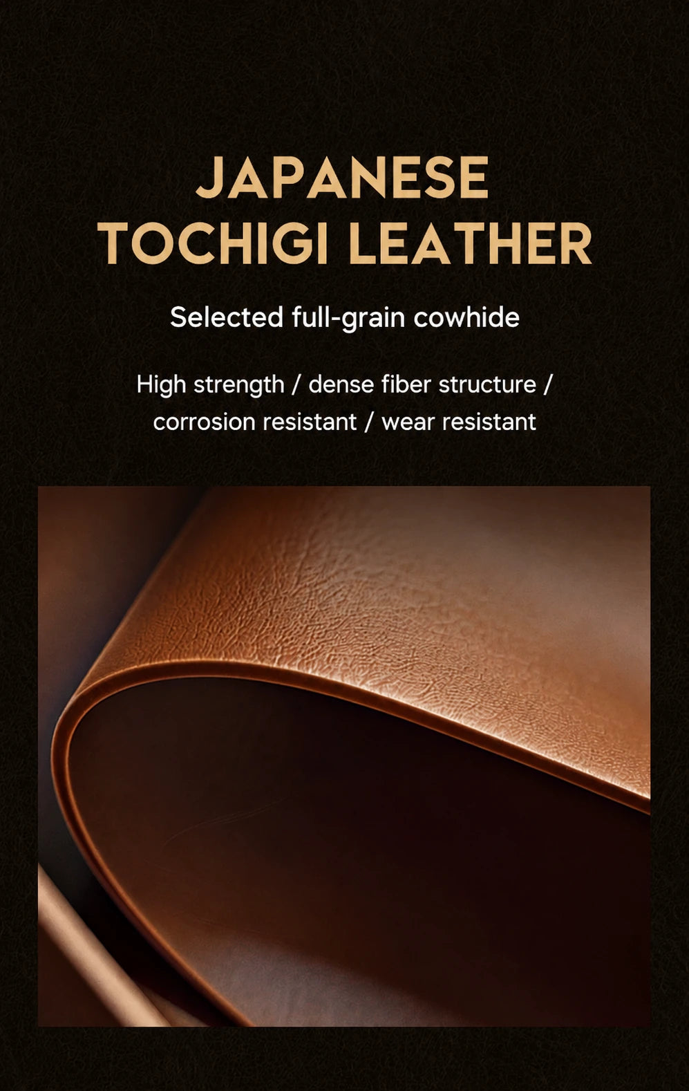 Japanese Tochigi full-grain leather belt material details in English