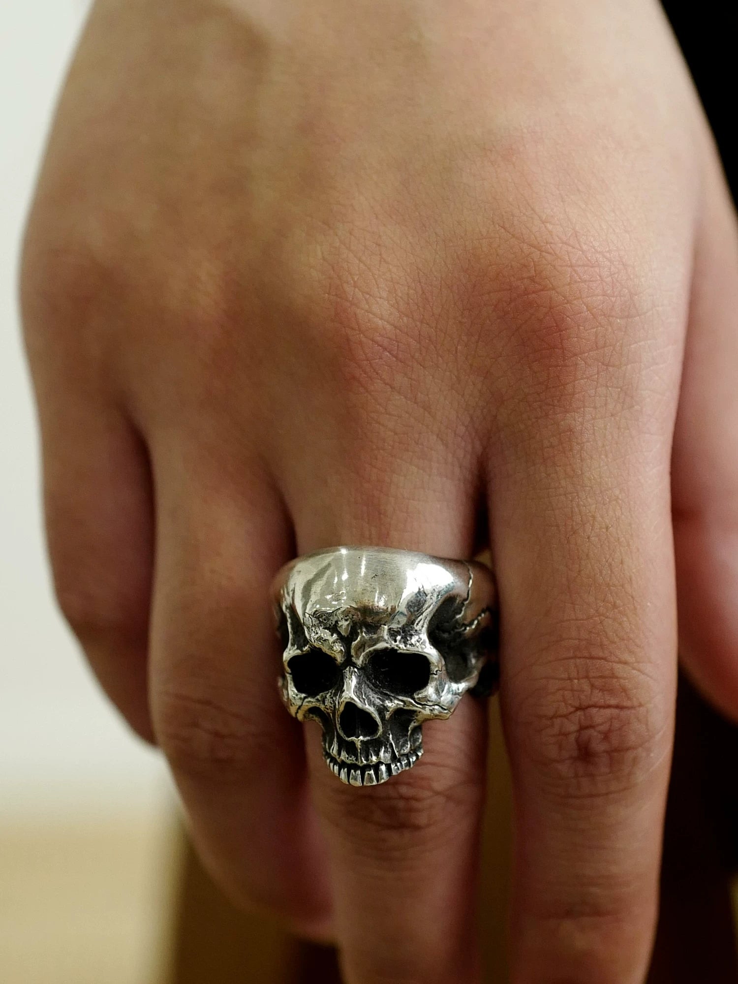 Jawless Skull 925 Sterling Silver Biker Ring — view 1