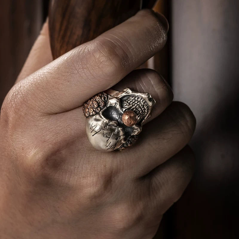 Jester Skull 925 Sterling Silver Biker Ring – view 2