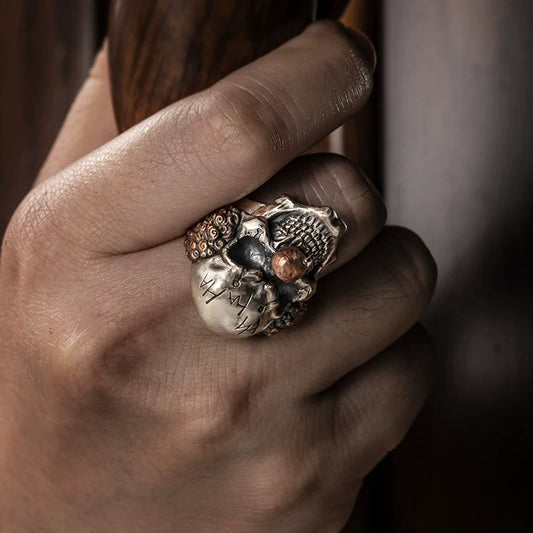 Jester Skull 925 Sterling Silver Biker Ring – view 2