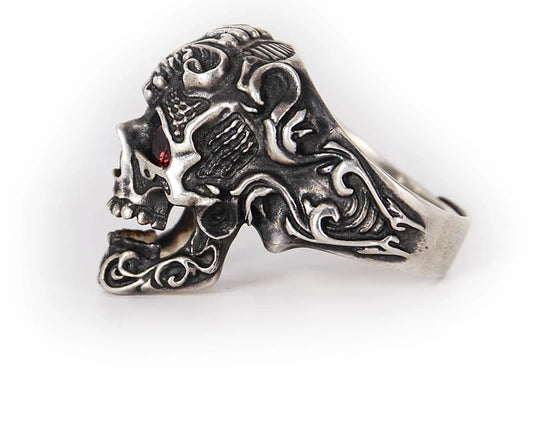 Joker King Skull 925 Sterling Silver Biker Ring – view 3