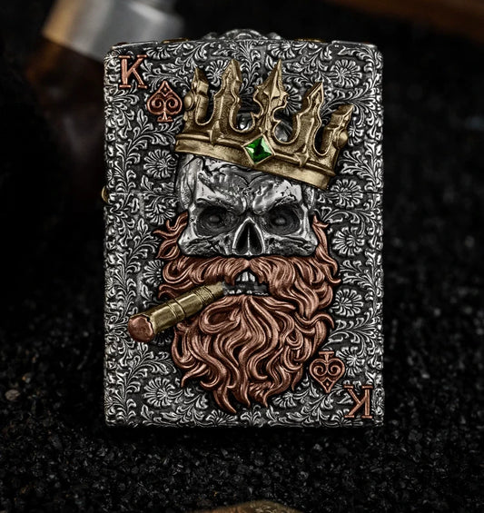 King of Spades 3D Relief Biker Lighter – product-only front view