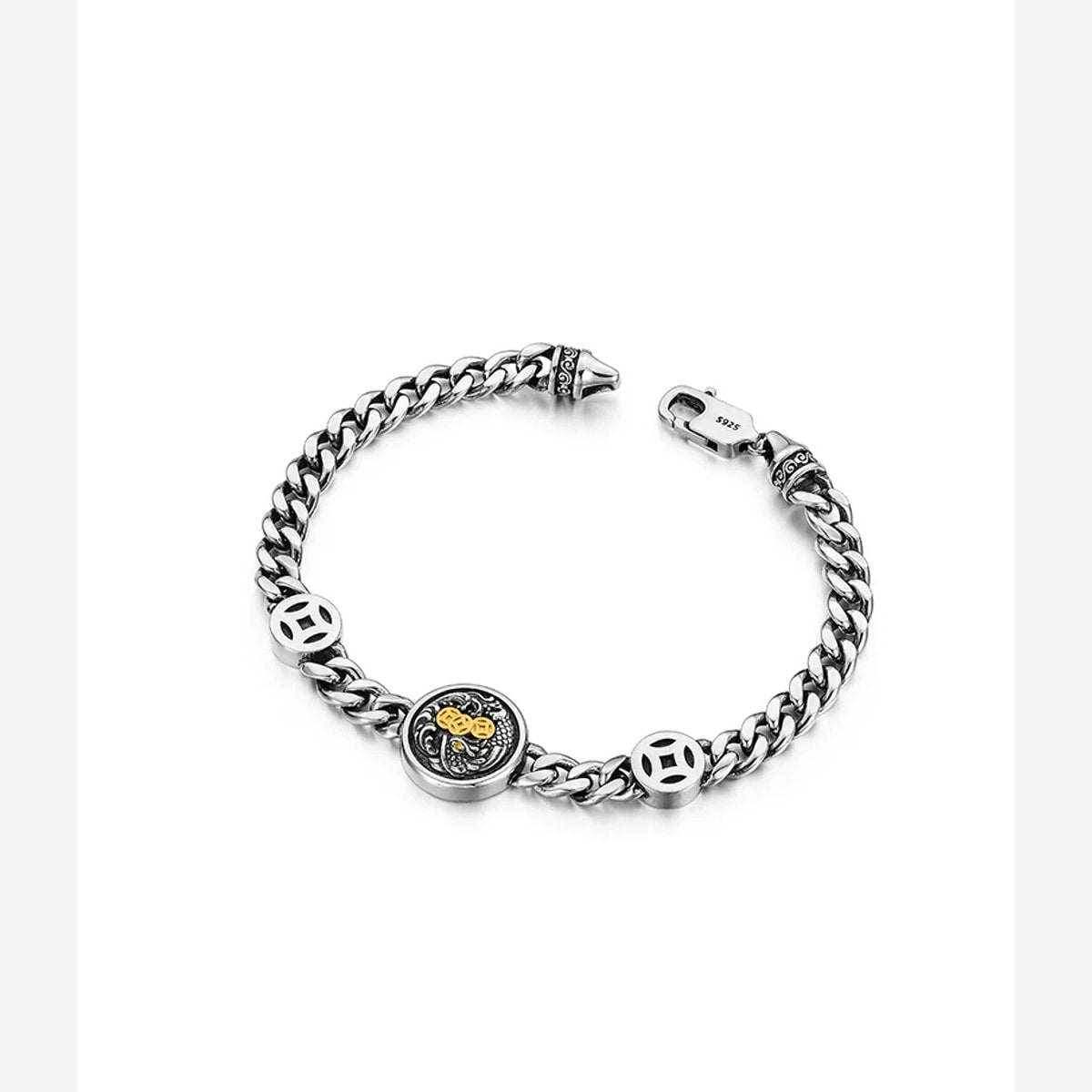Koi Fish Sterling Silver Biker Bracelet – product view