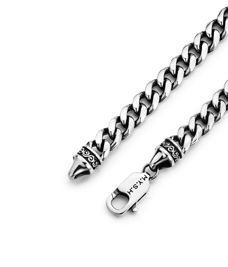 Koi Leaping Dragon Gate Silver Biker Bracelet – design view 3