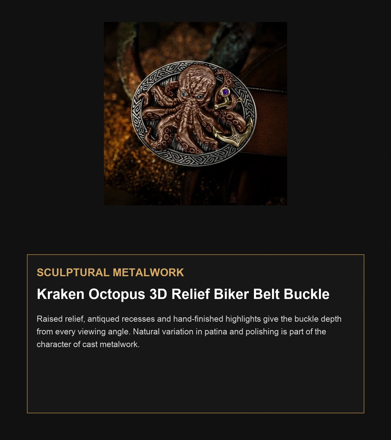 Kraken Octopus 3D Relief Biker Belt Buckle craftsmanship guide in English