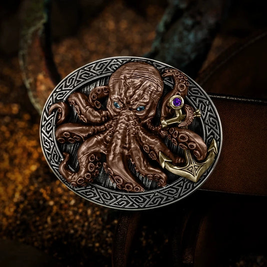 Kraken Octopus 3D Relief Biker Belt Buckle product view