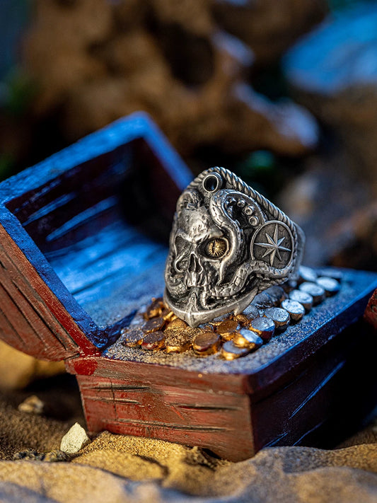 Kraken Skull 925 Sterling Silver Biker Ring – view 1
