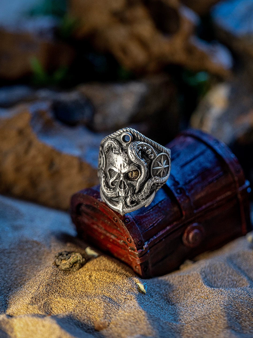 Kraken Skull 925 Sterling Silver Biker Ring – view 2