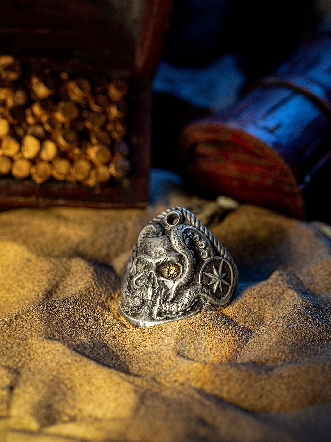 Kraken Skull 925 Sterling Silver Biker Ring – view 3