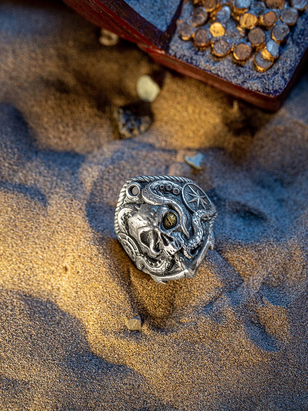 Kraken Skull 925 Sterling Silver Biker Ring – view 4