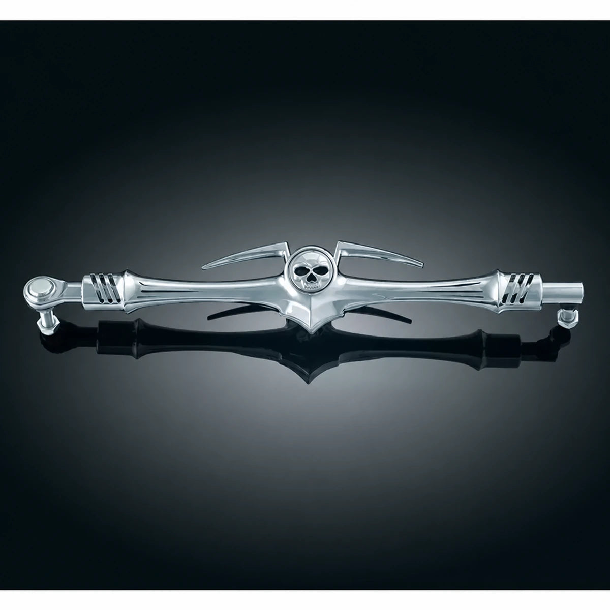 Kuryakyn 1075 chrome skull shift linkage in a dark studio product view