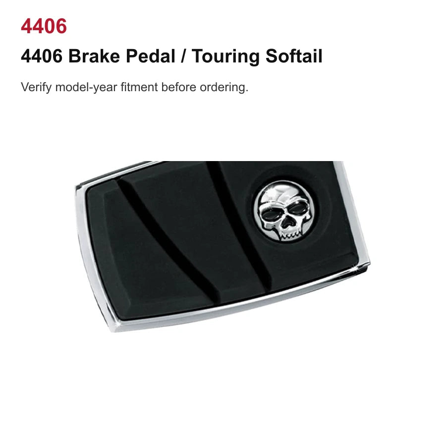 4406 Brake Pedal for Touring and Softail compatible Kuryakyn skull foot control component
