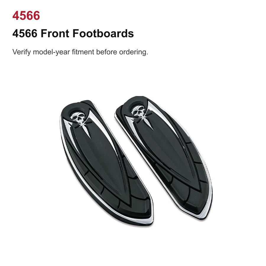4566 Front Footboards Kuryakyn skull foot control component for compatible Harley motorcycles