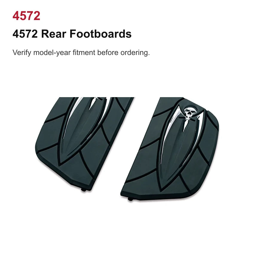4572 Rear Footboards Kuryakyn skull foot control component for compatible Harley motorcycles