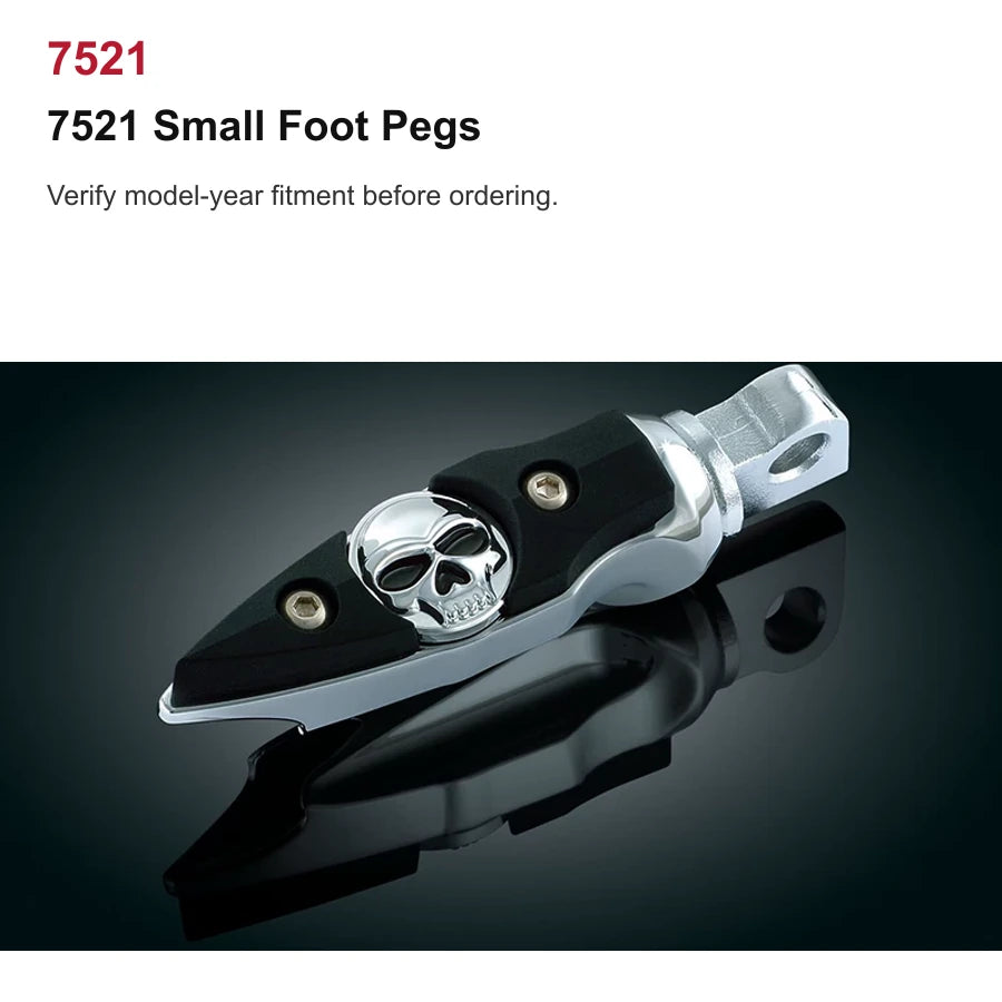 7521 Small Foot Pegs Kuryakyn skull foot control component for compatible Harley motorcycles