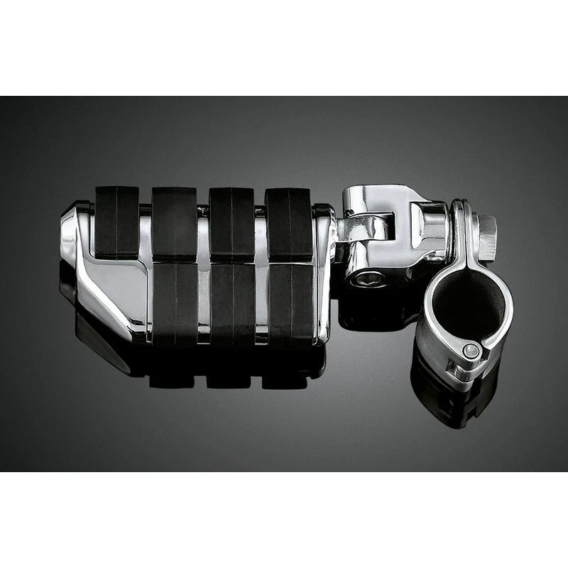 Kuryakyn 7992 chrome highway foot peg with black rubber grip surface