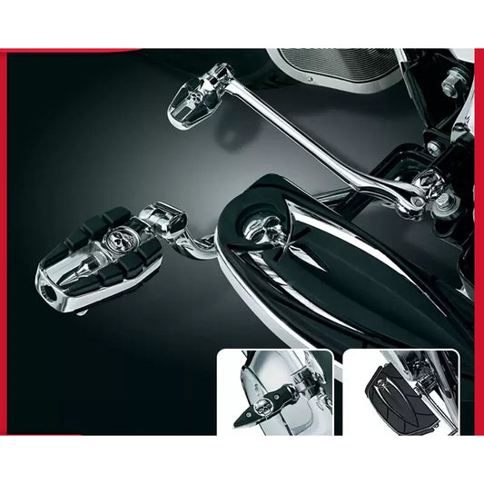 Kuryakyn skull foot control kit with footboards, pegs, shift peg and brake pedal for compatible Harley motorcycles