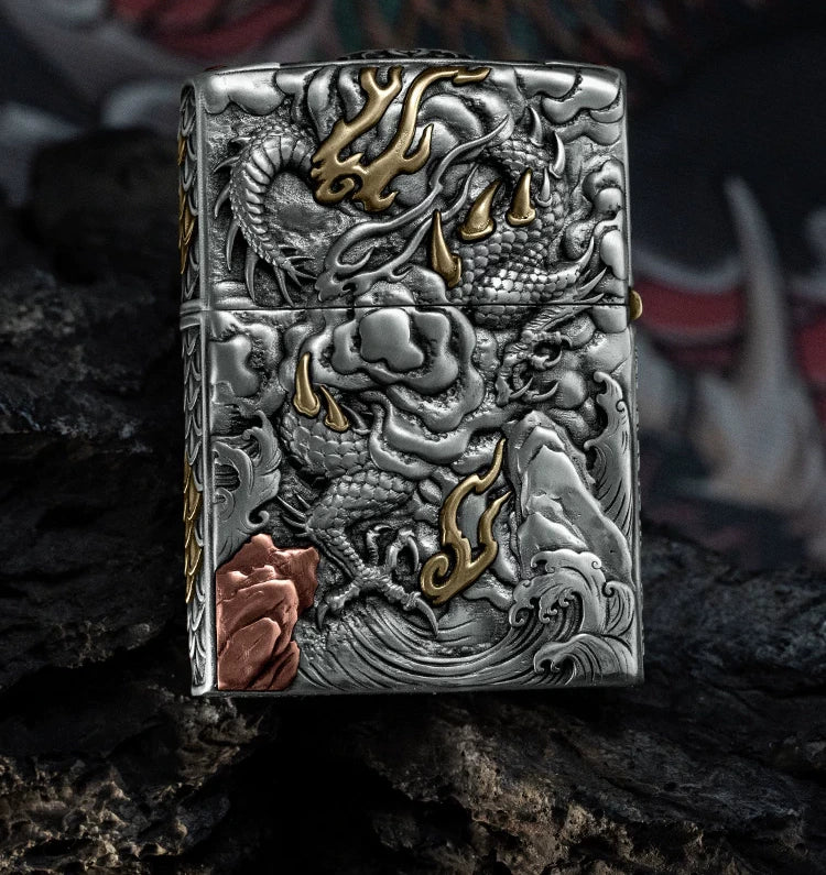Leaping Dragon 3D Relief Biker Lighter – clean product detail view 2
