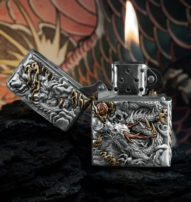 Leaping Dragon 3D Relief Biker Lighter – clean product detail view 4