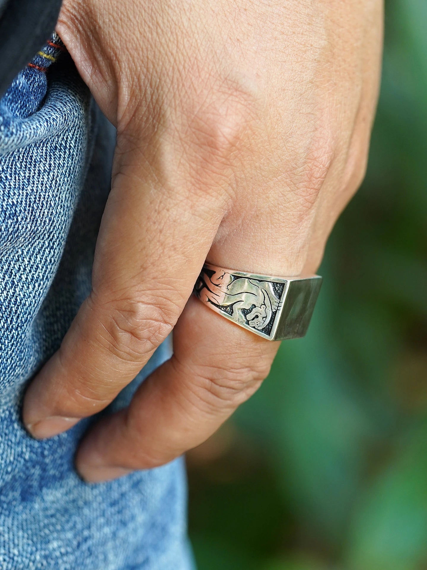 Leopard Signet 925 Sterling Silver Biker Ring - view 4