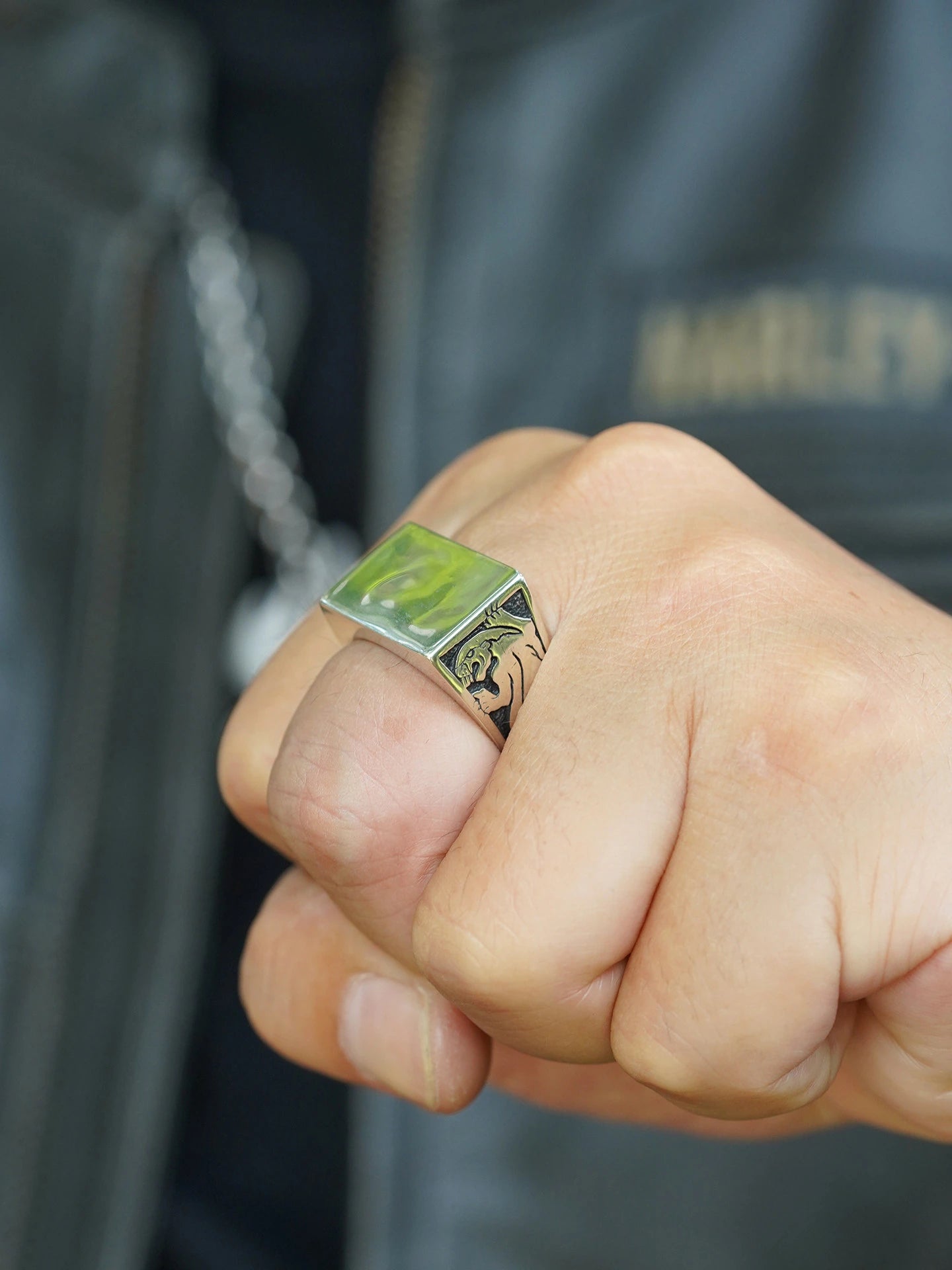Leopard Signet 925 Sterling Silver Biker Ring - view 5