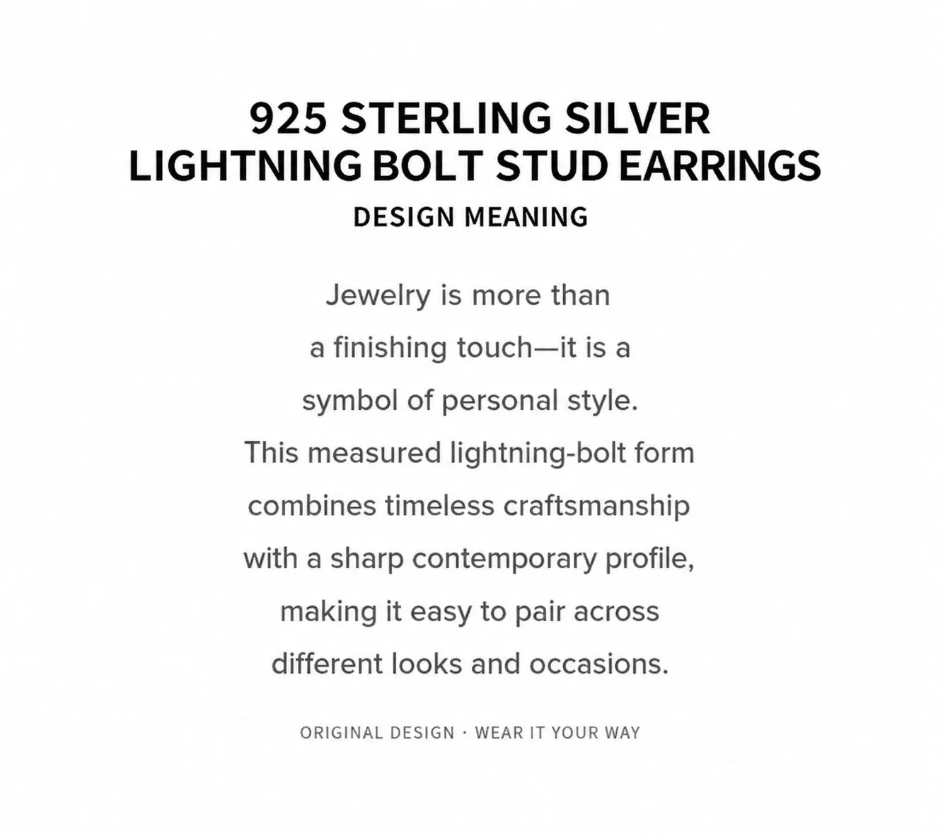 Sterling Silver Lightning Bolt Stud Earrings - design meaning