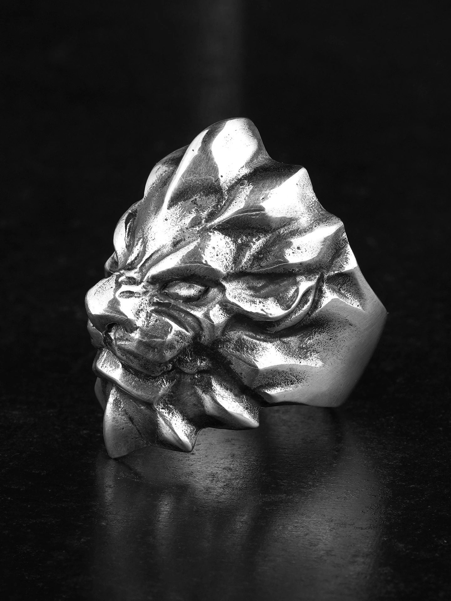 Lion Head 925 Sterling Silver Biker Ring - view 3