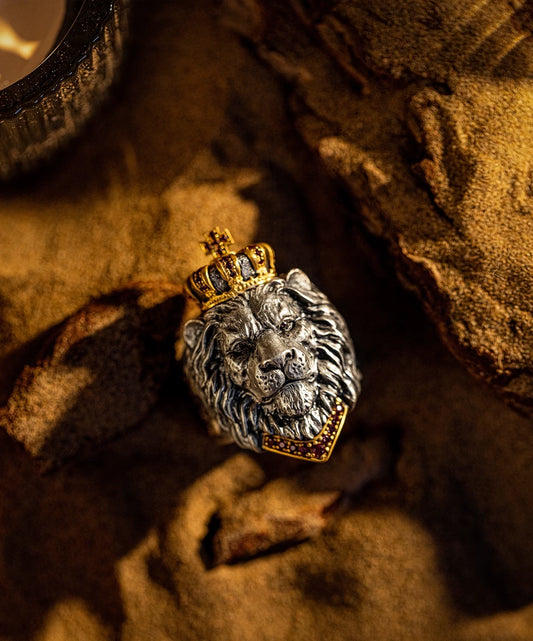 Lion King Gemstone 925 Sterling Silver Biker Ring – view 1