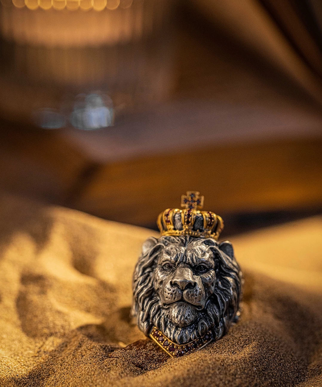Lion King Gemstone 925 Sterling Silver Biker Ring – view 2