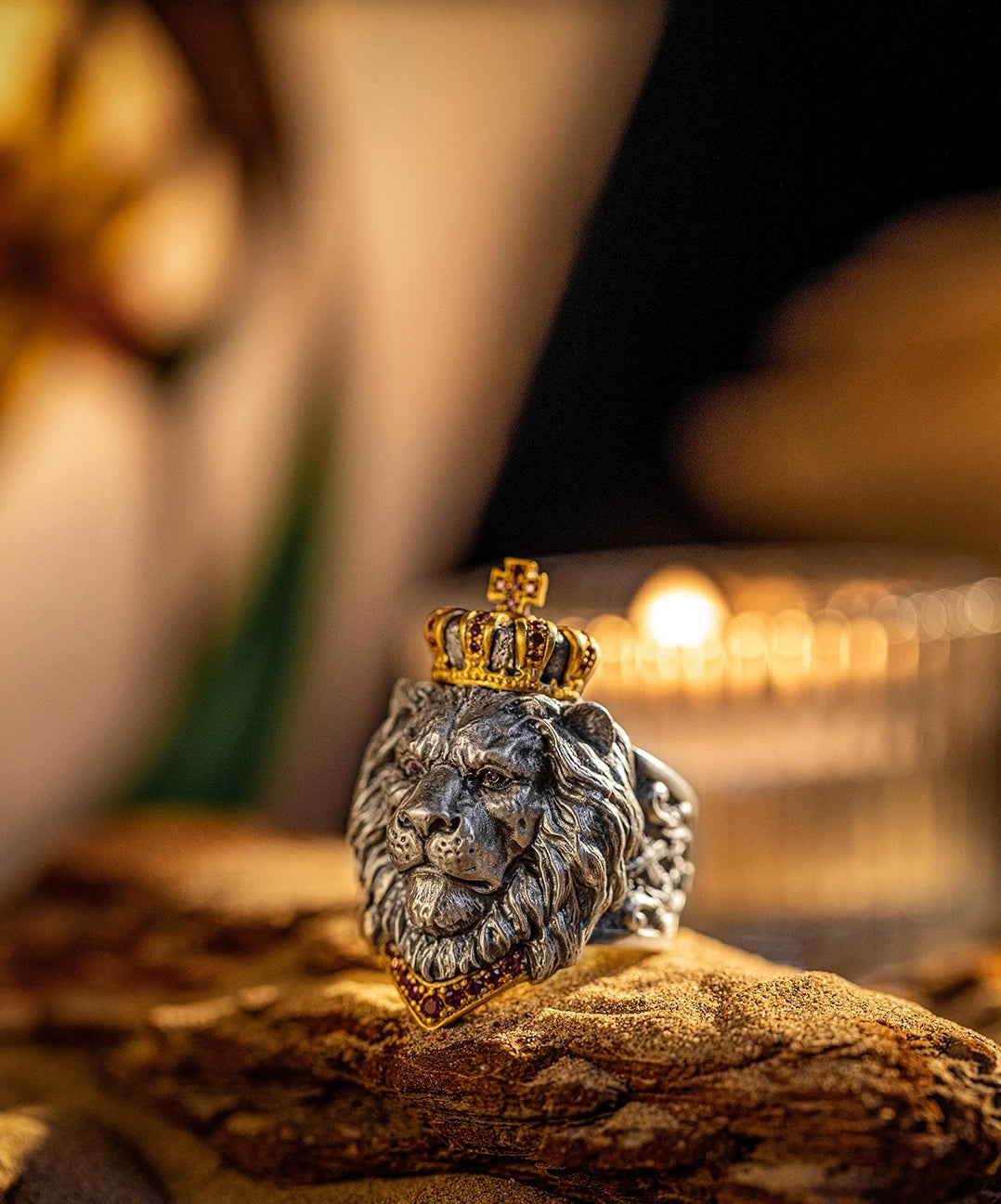 Lion King Gemstone 925 Sterling Silver Biker Ring – view 3