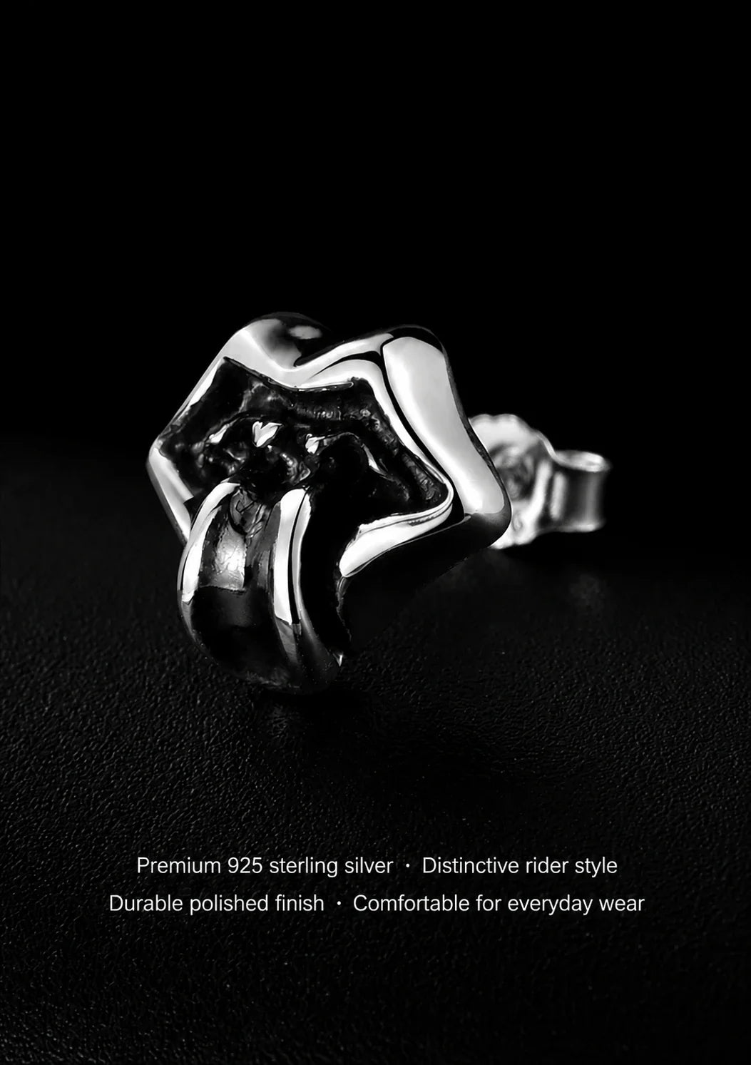 Sterling silver lips and tongue stud earring material details