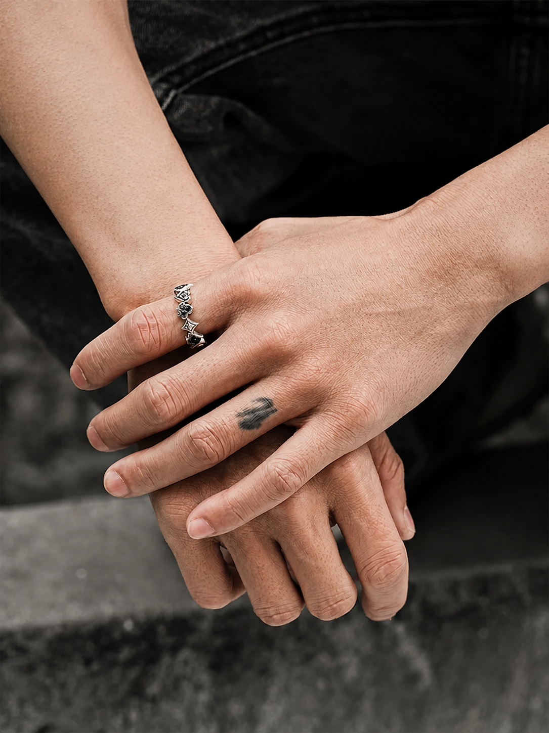 Lucky Playing Card Sterling Silver Biker Ring - product view 2