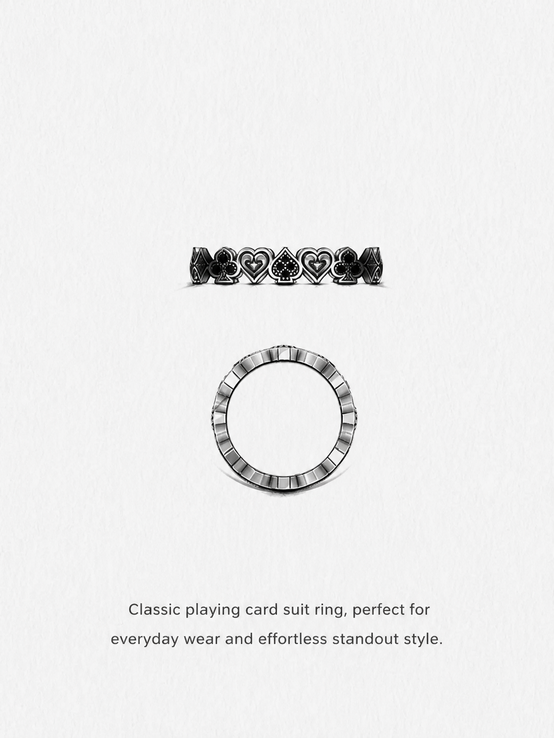 Lucky Playing Card Sterling Silver Biker Ring - product view 5