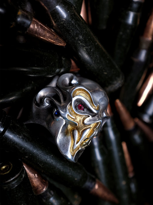 Marked Skull Mask 925 Sterling Silver Biker Ring — view 5