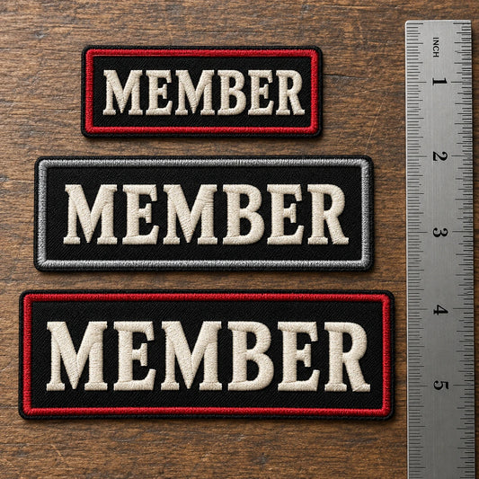Match existing patch size shown as a custom motorcycle club membership patch product.