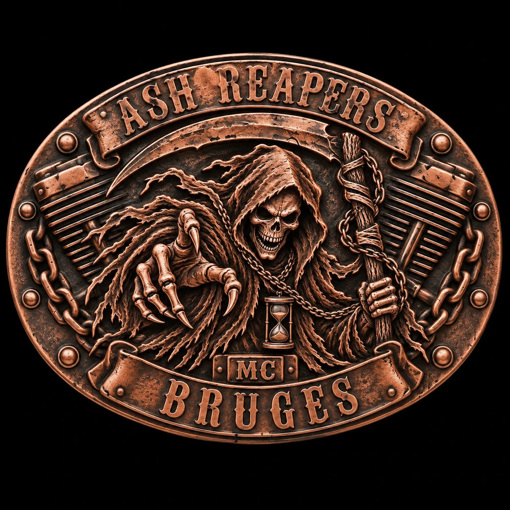 Copper custom motorcycle club belt buckle