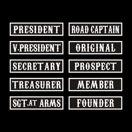 10 Pack 4"Wx1"H MC/RC Officer Title Rank Vest Patches President VP Rocker Rider Motorcycle Biker Patches Name Jacket Patches Appliqued Iron on