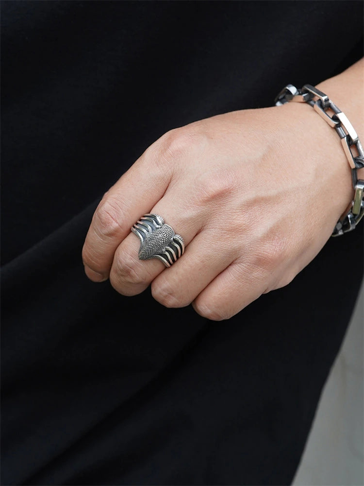 Mecha Cobra 925 Sterling Silver Biker Ring product view 4
