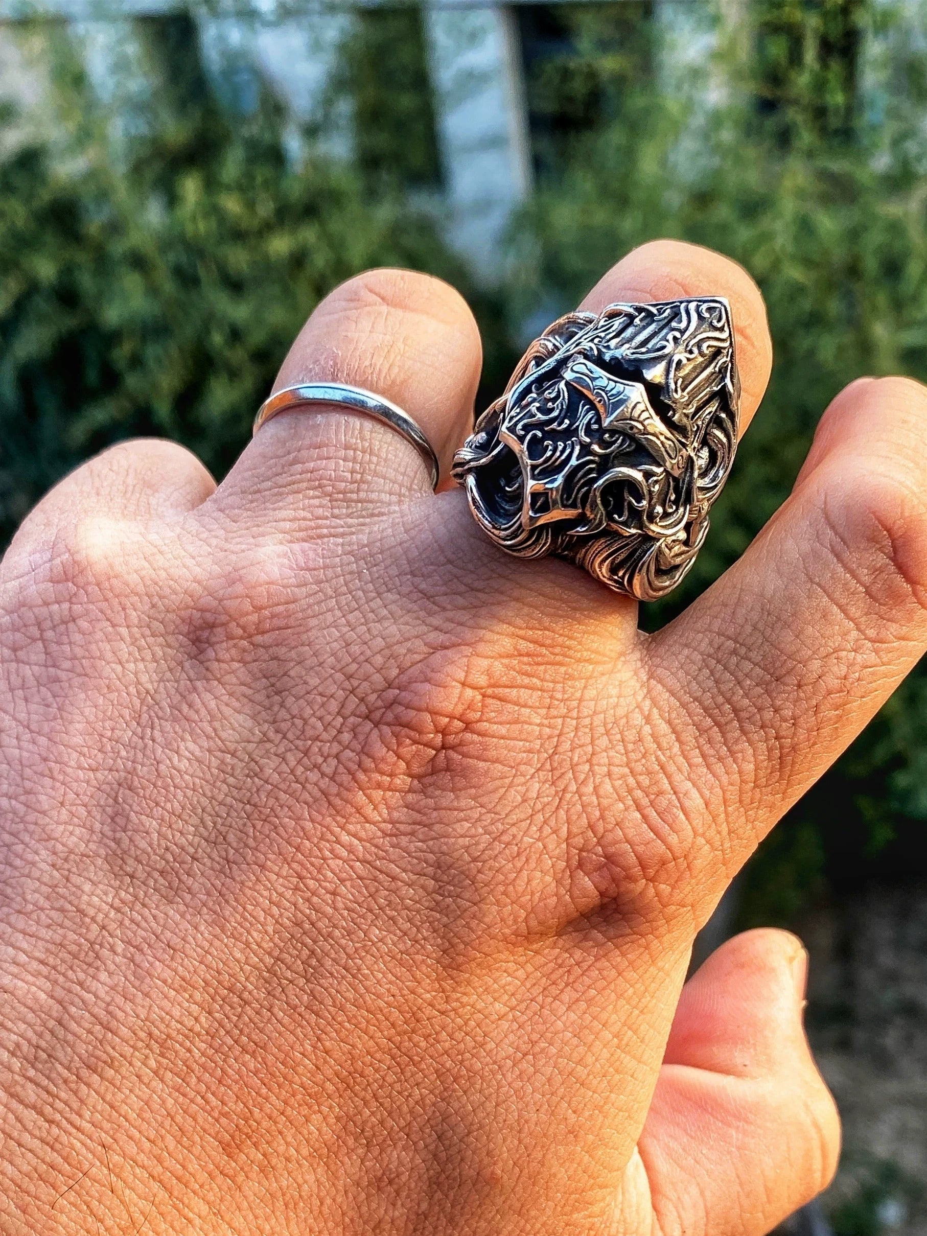 Medieval Knight Armor 925 Sterling Silver Biker Ring — view 1