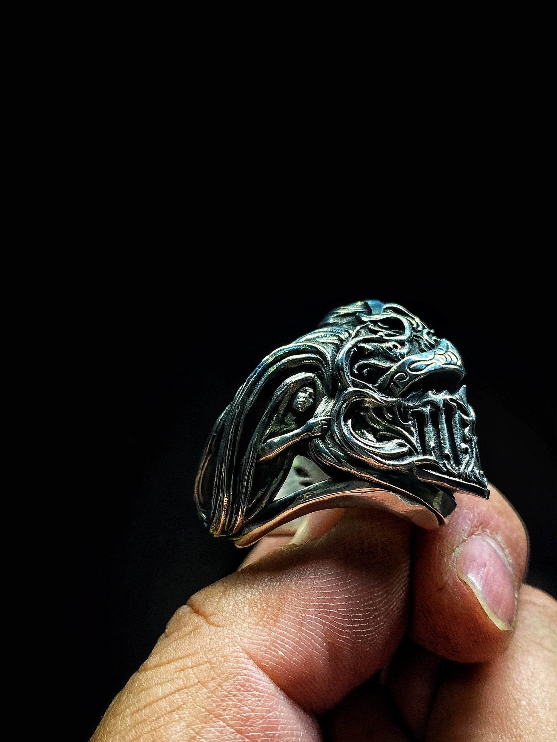 Medieval Knight Armor 925 Sterling Silver Biker Ring — view 2