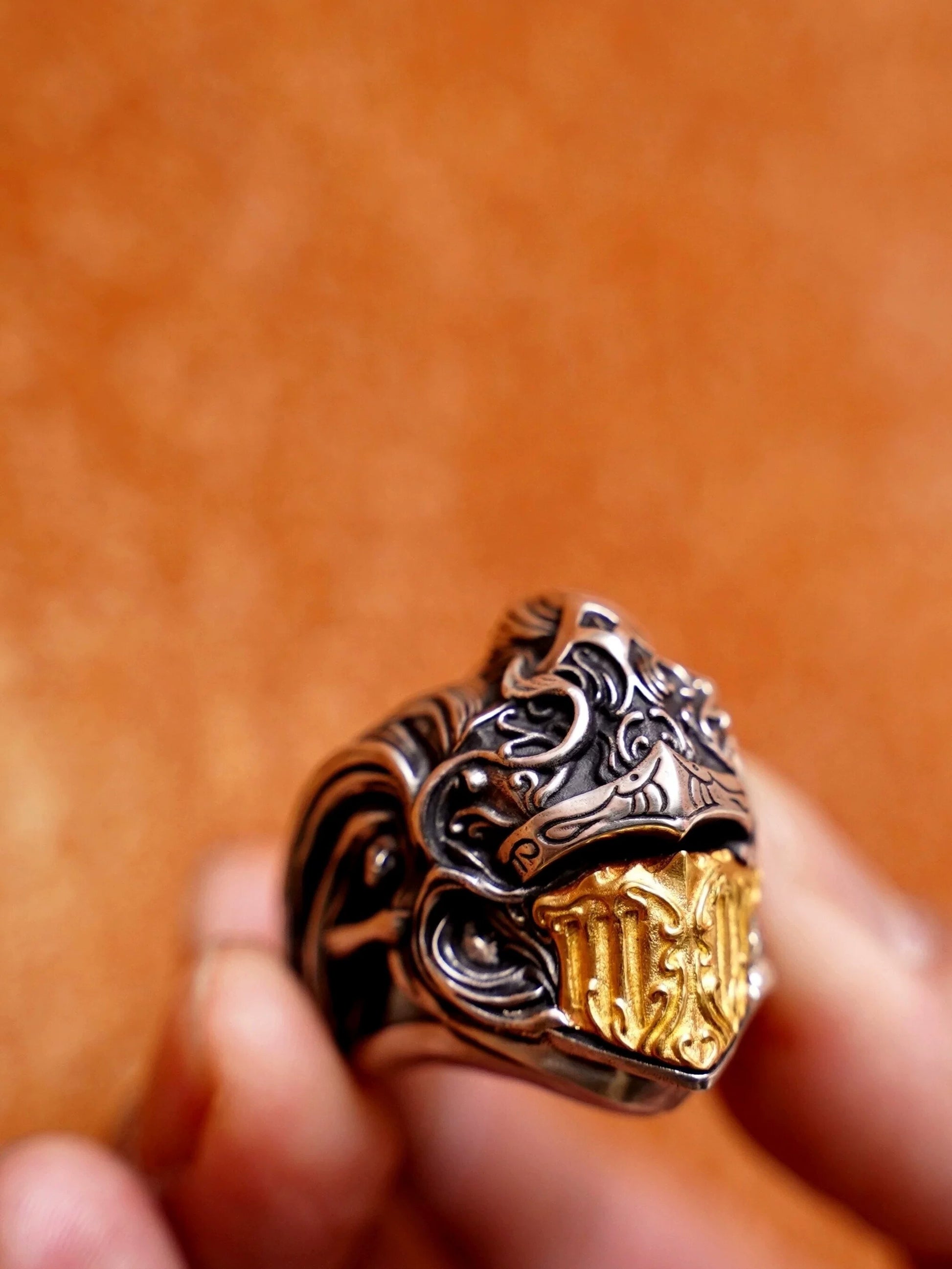 Medieval Knight Armor 925 Sterling Silver Biker Ring — view 3